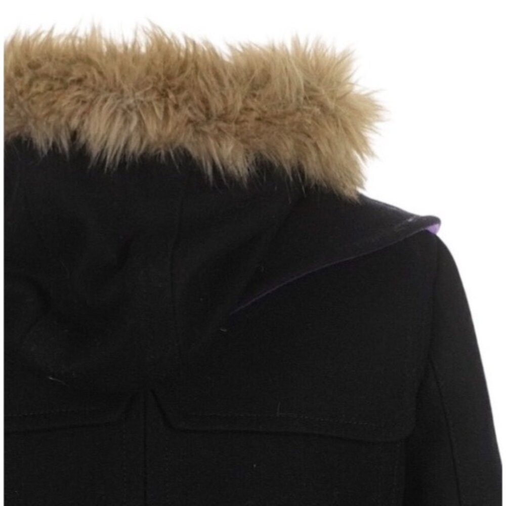 VTG Juicy Couture Black Wool Blend Faux Fur Trim Hooded Toggle Coat| Y2K Mobwife - Picture 8 of 16